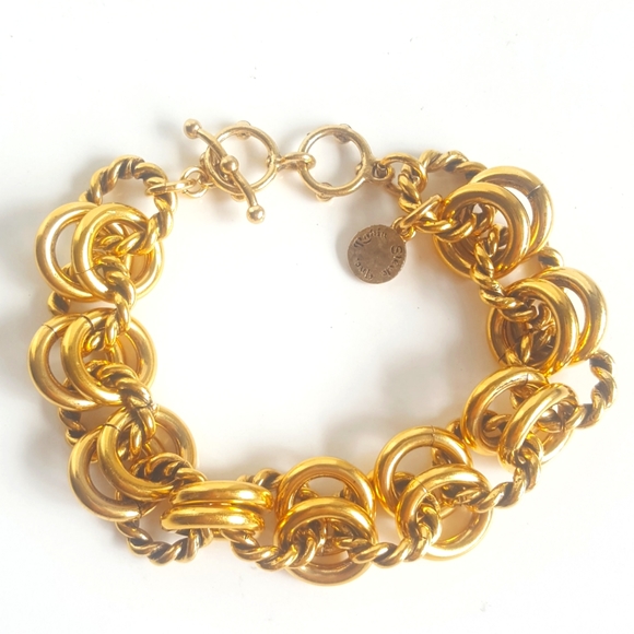 Robin Steele Inc. 18k Gold Polish Over Brass 💟 Double Wide Links - Picture 5 of 10